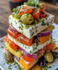 Greek Feta Salad Tower
