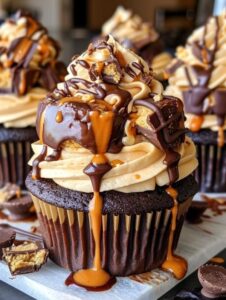 Gooey Peanut Butter Lava Cupcakes